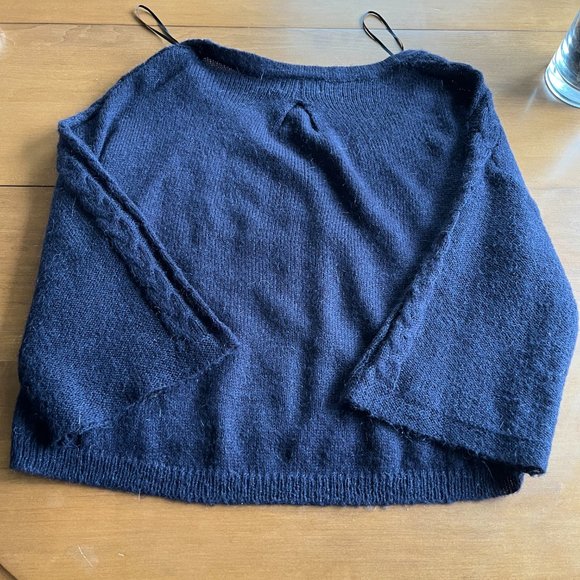 Kenar Mohair Blend Drop Shoulder V-Neck Sweater - Picture 6 of 8